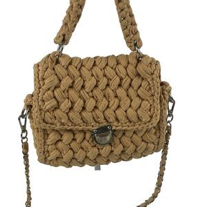 Hand Woven Crochet bag, knitted, Cottage,‎ buckle closure, crossbody and handbag